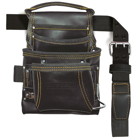 Sitegear Belt, 10-Pocket Carpenter's Top Grain Leather Nail and Tool Bag W/ Belt, Leather 51-10113-TSB